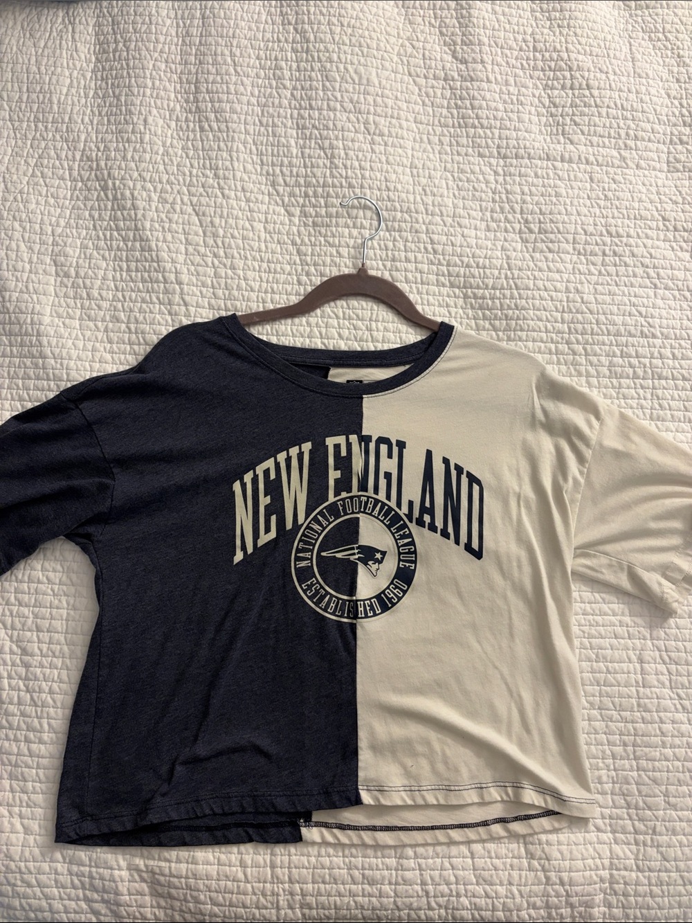 NFL New England Split-Color Tee - Navy & Cream